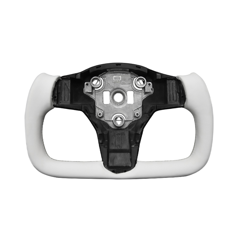 Yoke Heated Steering Wheel - White Nappa Leather (Model 3/Y 2022 & Later)