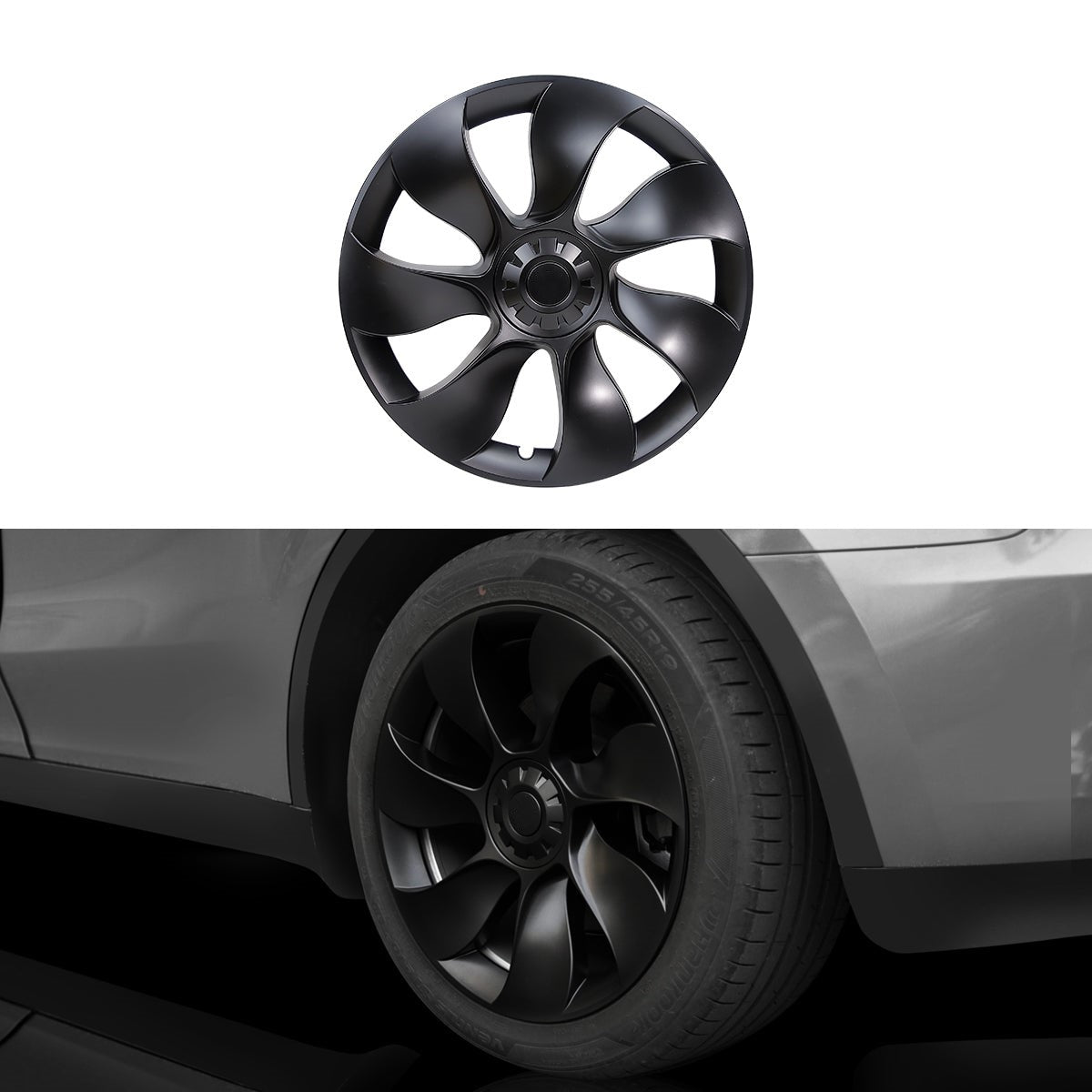  BONRYAN Tesla Model Y Enjoliveur 19 Pouces Enjoliveur de  Remplacement ABS Jeu de 4 Noir Mat 2020-2023 Model Y Accessoires  Uberturbine Style