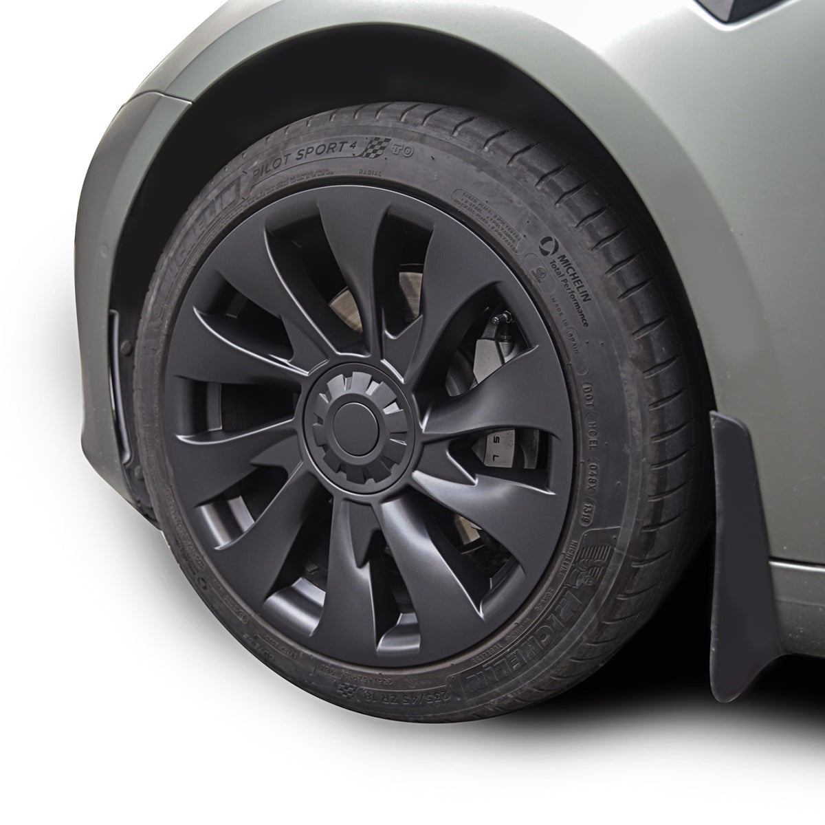 Enjoliveur de roue de style tourbillon pour Tesla 2024 Model Roues Phonton  3 Highland 18 ''(4PCS) - Noir mat