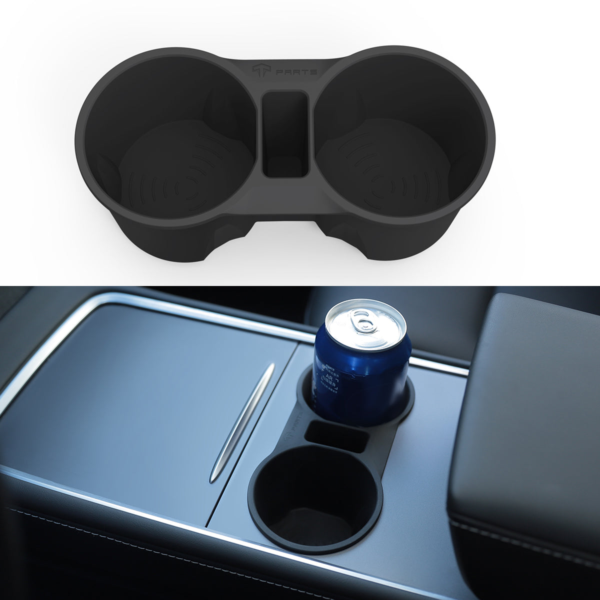 Porte-gobelet en silicone pour console centrale - Noir